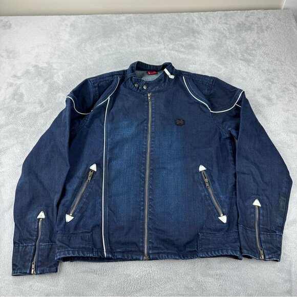Levi's Red Tab Women's Size Large Denim Trucker Jacket Dark Blue - Picture 1 of 13